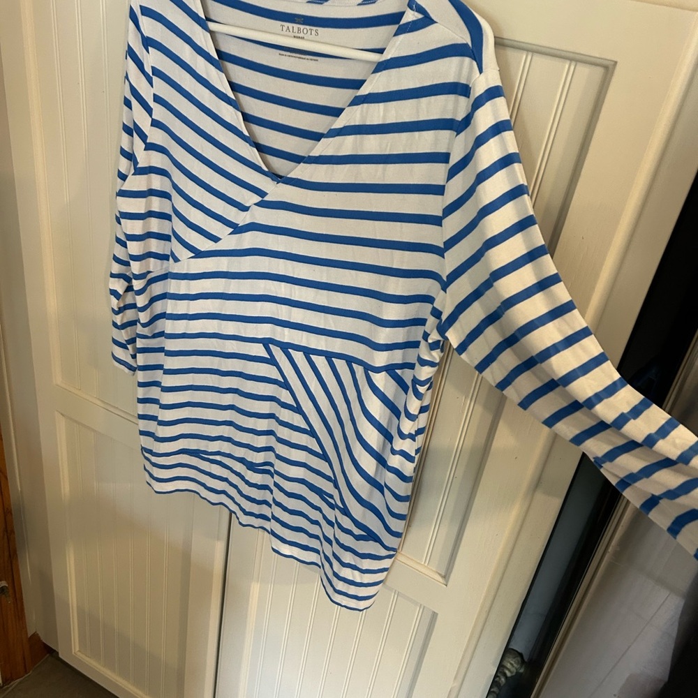 Talbots Blue and White Striped Women's Top